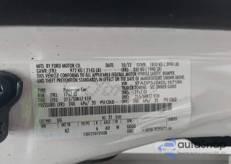 2013 Ford Focus Titanium from USA, damaged, VIN 1FADP3J24DL167180